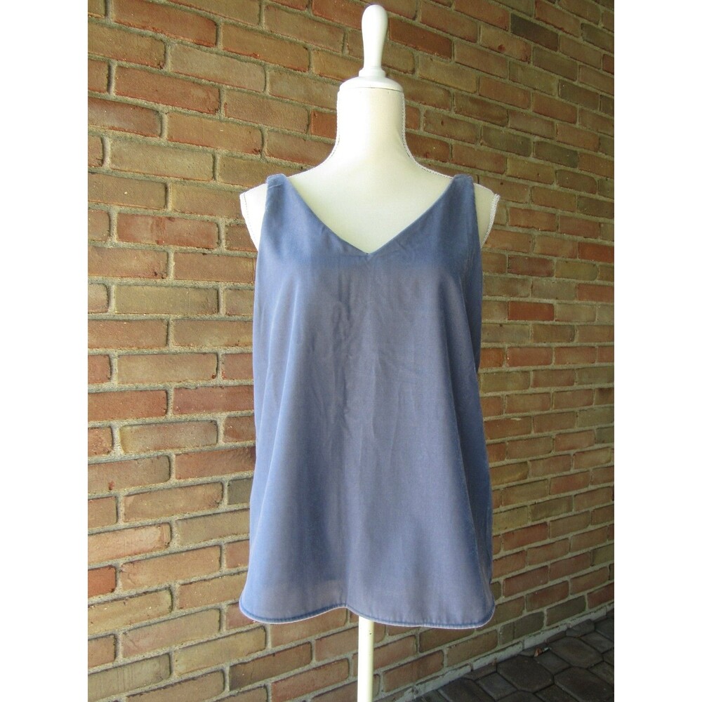 LOFT V-Neck Silver Grey Velvet Double V Shell Sleeveless Tank Top Women's M 2022